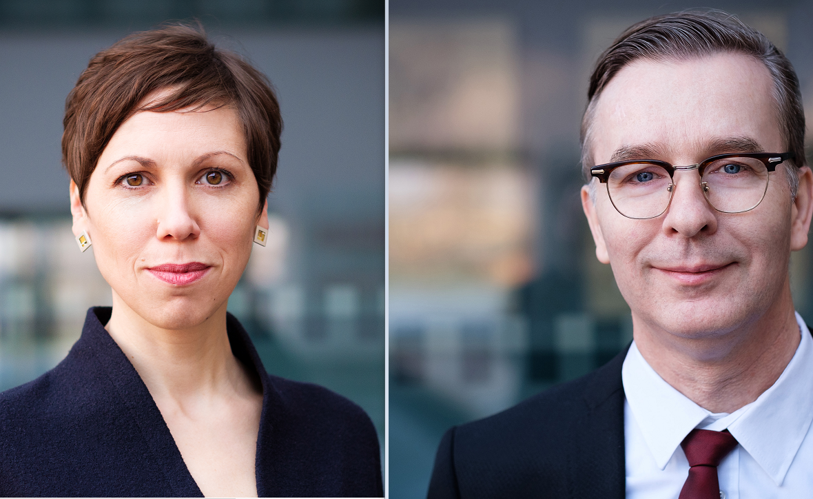 Das Bild zeigt zwei Personen: eine Frau und einen Mann. Beide sind die Fraktionsvorsitzenden der SPD-Stadtfraktion